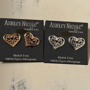 Ashley Nicole heart earrings silver gold studs